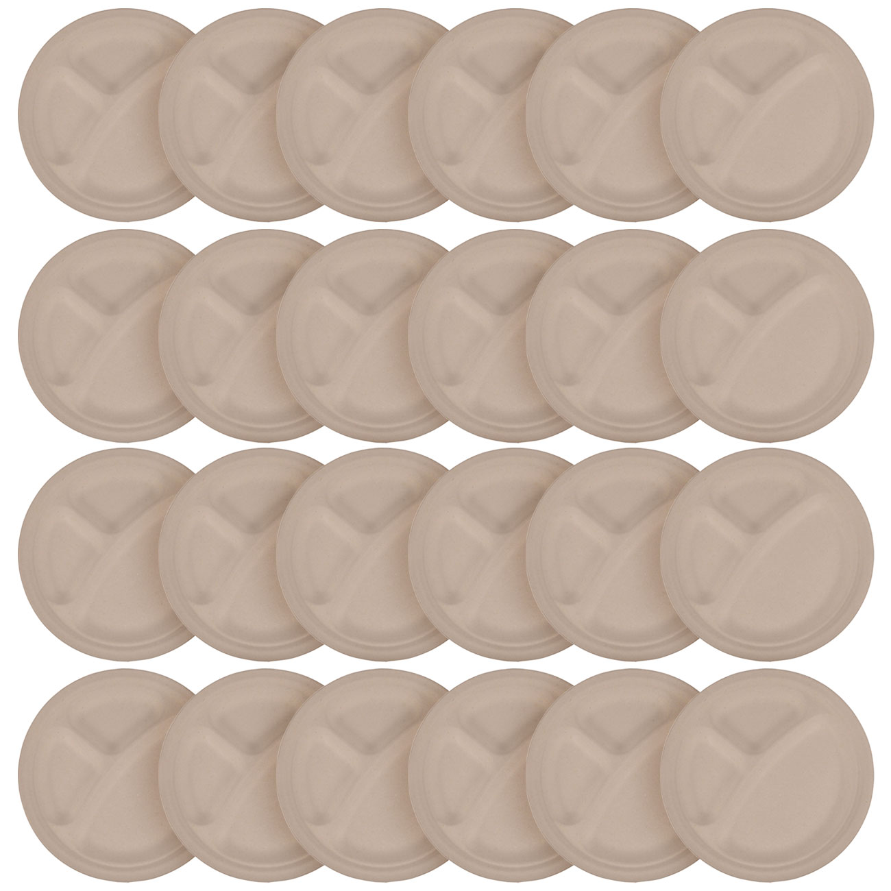 Teller rund aus Zuckerrohr 24er-Set, Teller biologisch abbaubar, 23 x 23 cm