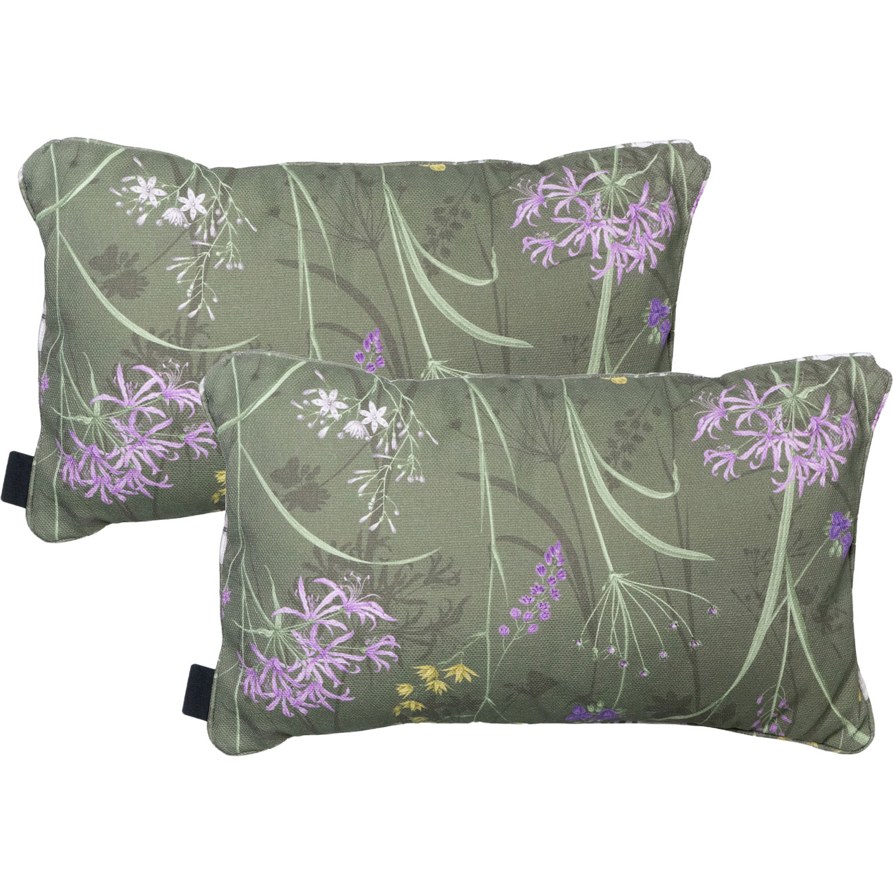 2er-Set Deko-Kissen Outdoor, Blumenmuster grün, 30 x 50 x 10 cm