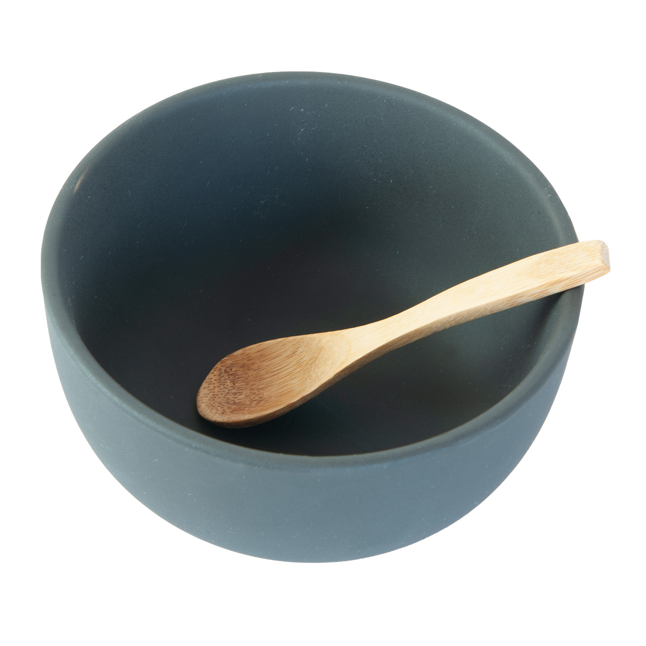 Tapas Set aus Keramik und Bambus, Schale mit Löffel, 14 x 7 x 14 cm, Löffel 13 cm