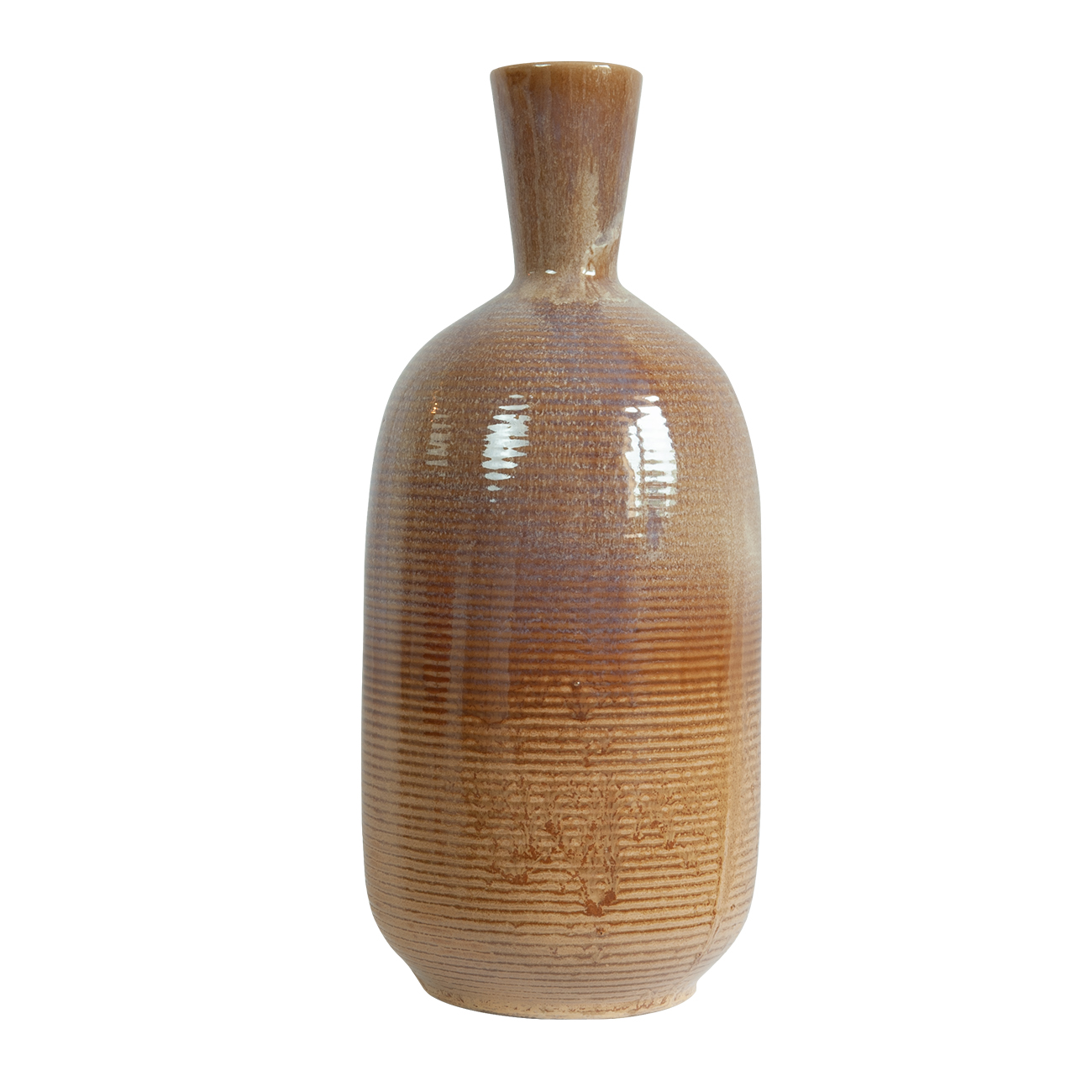 Vase aus Porzellan, zweifarbige Blumenvase lasiert, beige, hellbraun, 36 x 15 cm