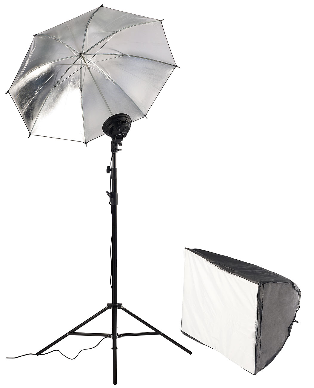 Boîte à lumière avec parapluie réflecteur