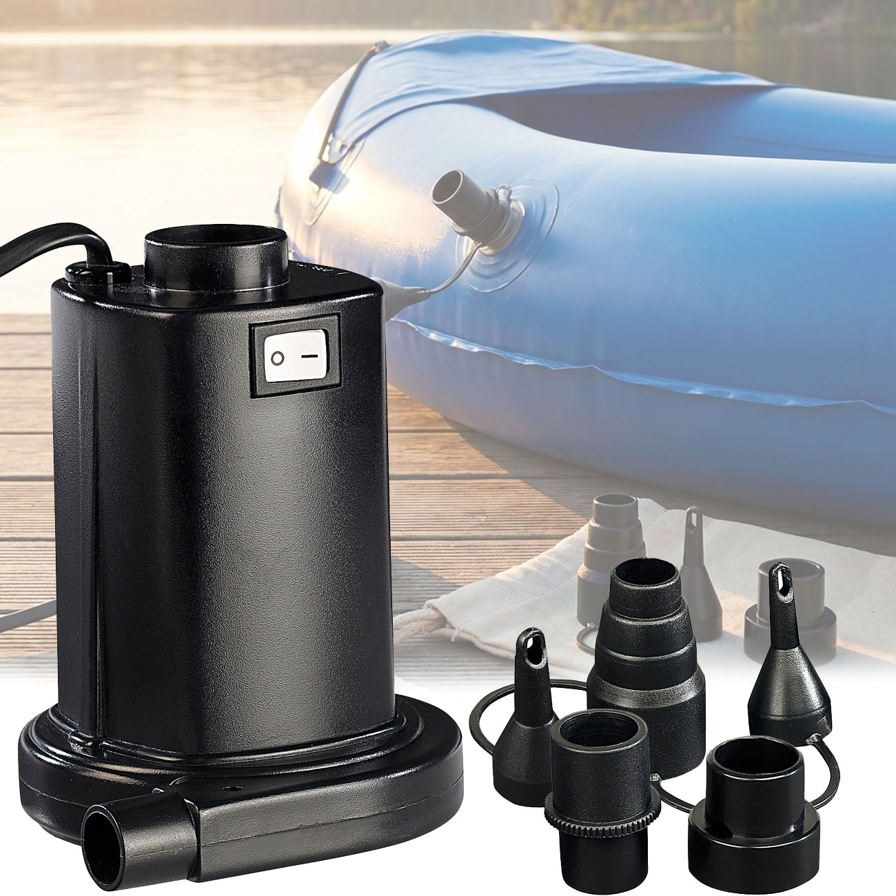 Elektrische Luftpumpe für schnelles Auf- & Abpumpen, 230 Volt