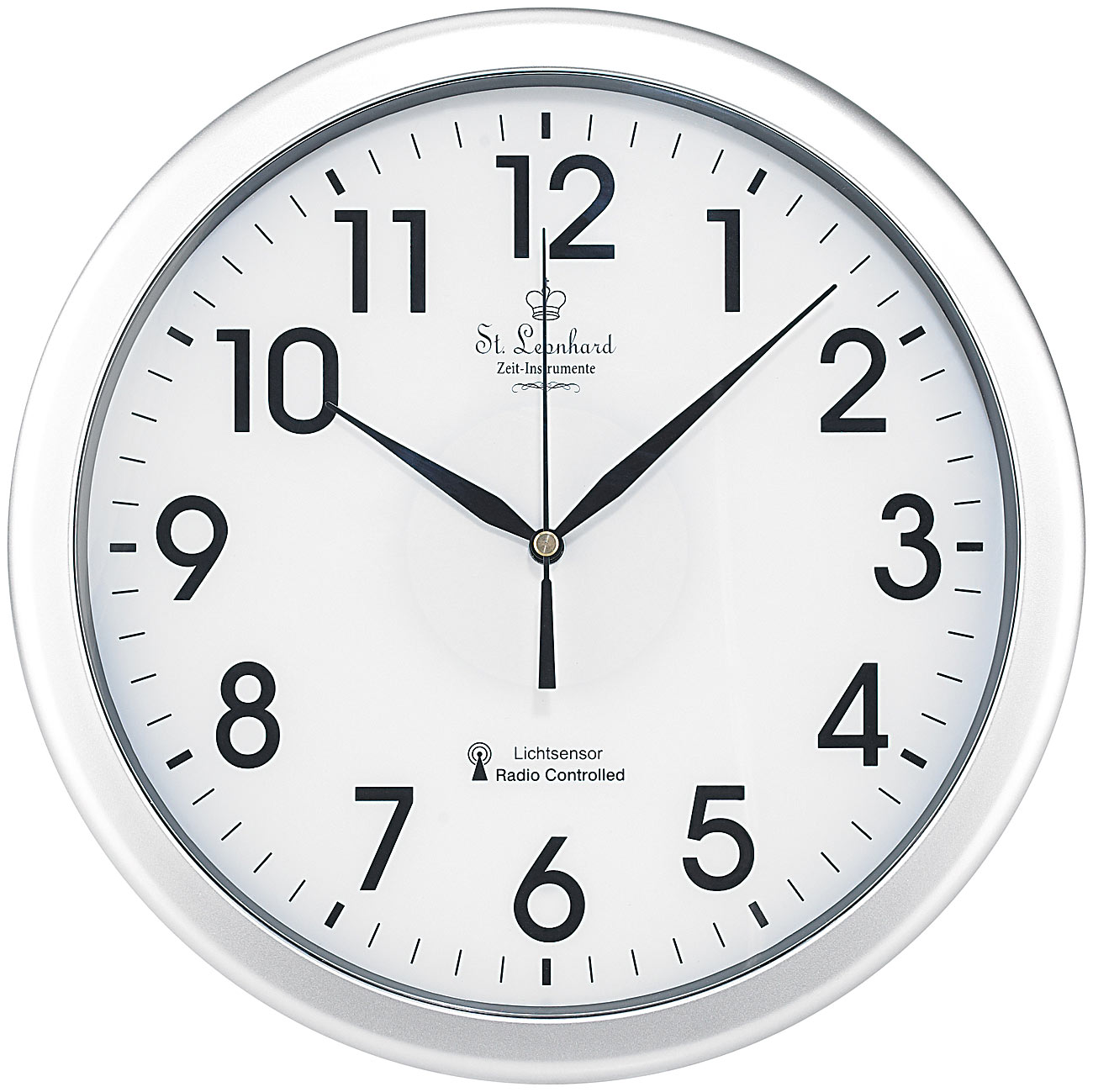Horloge murale radio-pilotée avec éclairage du cadran et capteur de lumière, sans fil