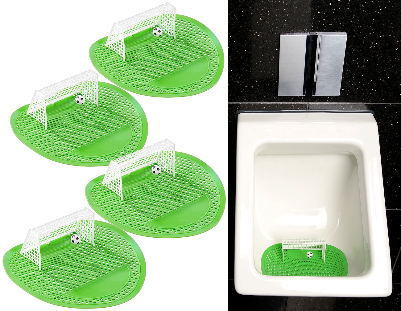 4er-Set Lustige Fussball-Urinal-Siebe, 18,5 x 19,5 cm, universell
