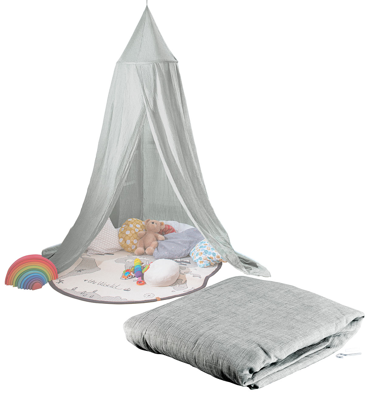 Ciel de lit pliable pour enfants gris foncé