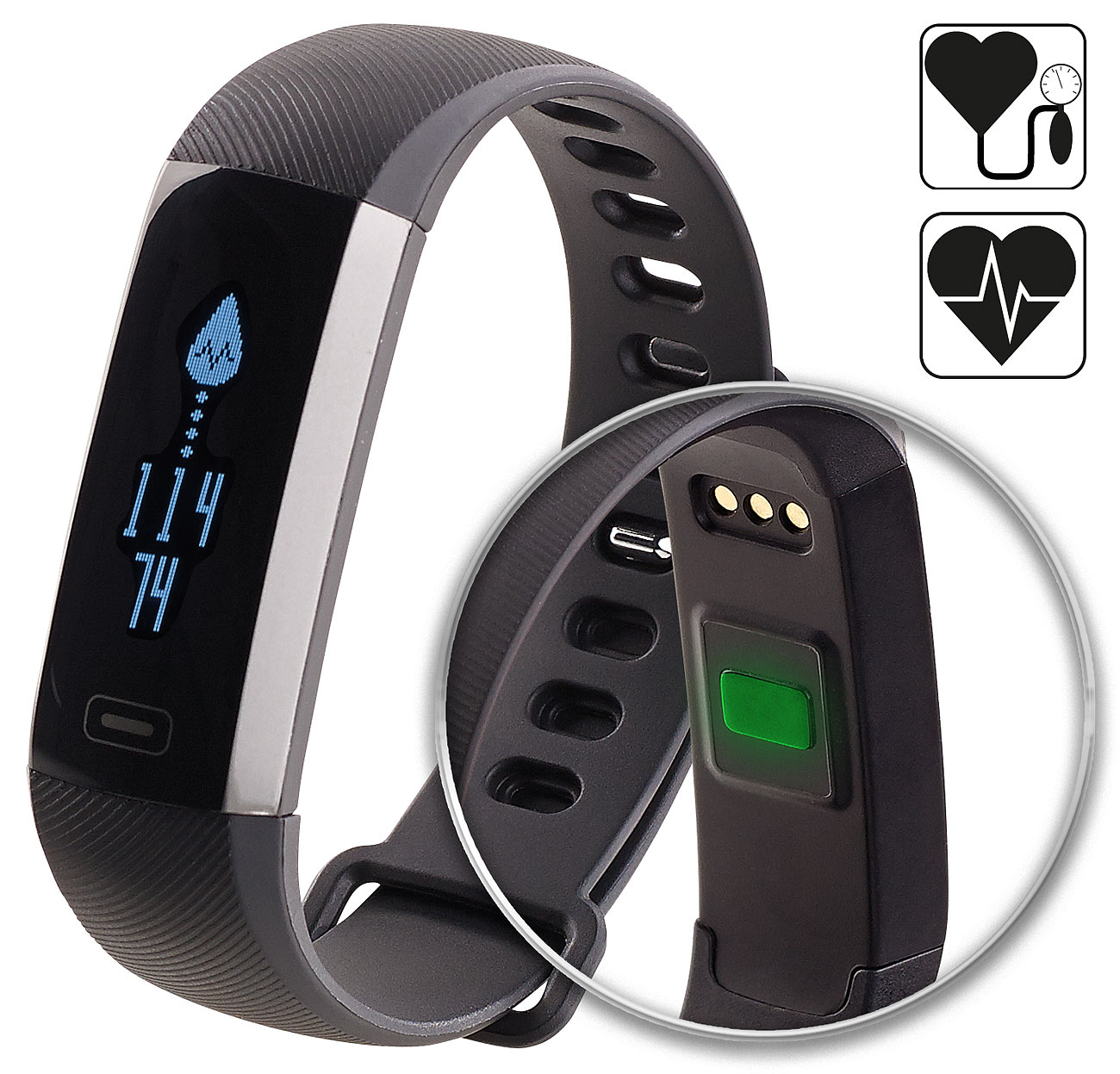 Bracelet fitness avec fonctions bluetooth et cardiofréquencemètre FBT-60.BD
