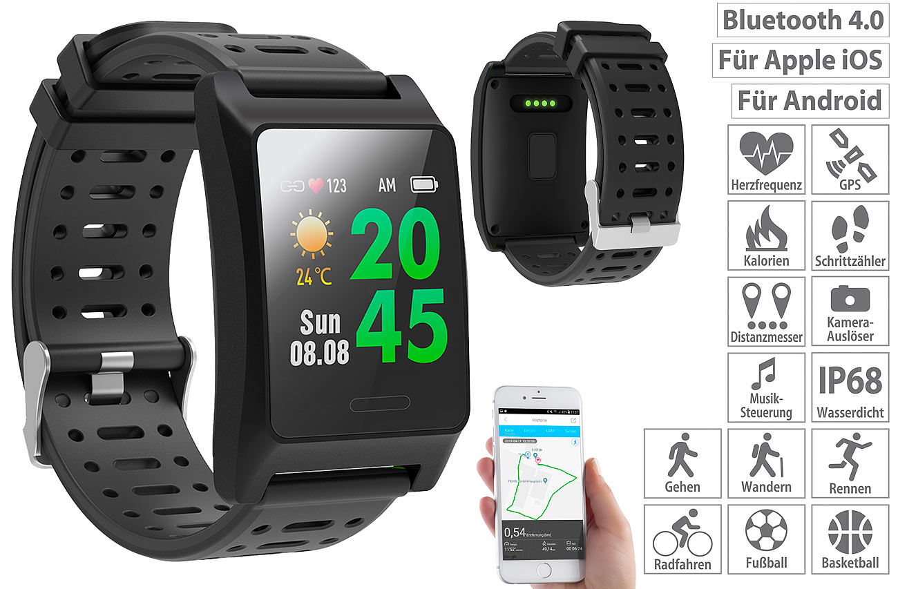 Fitness GPS Smartwatch Heart Rate Display Color Display App IP68 PEARL