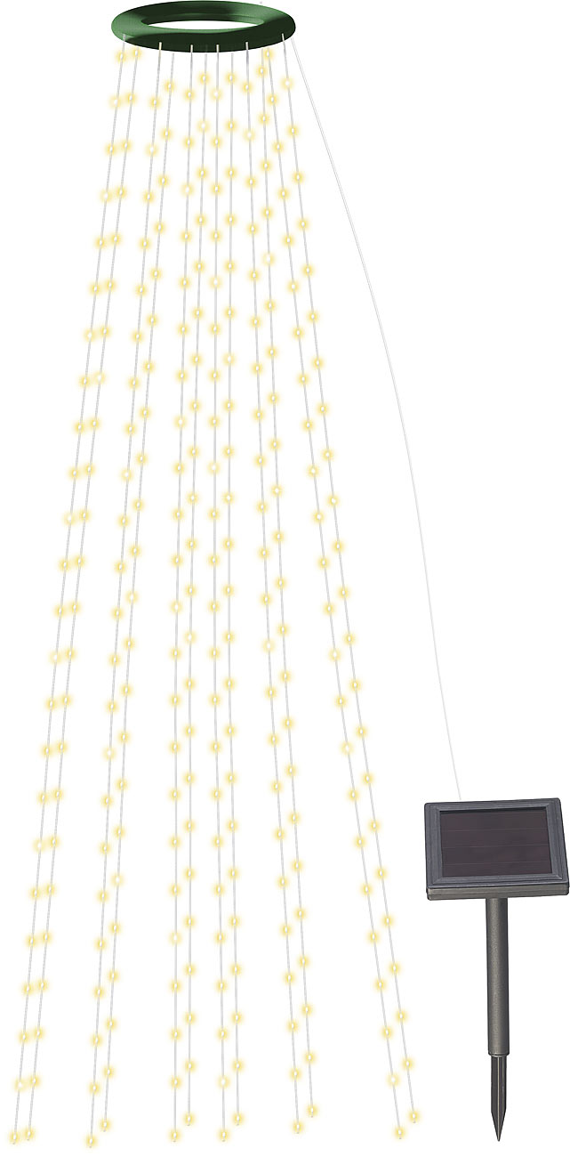 Solar-Tannenbaum-Überwurf-Lichterkette, 12 Girlanden, 300 LEDs, IP44