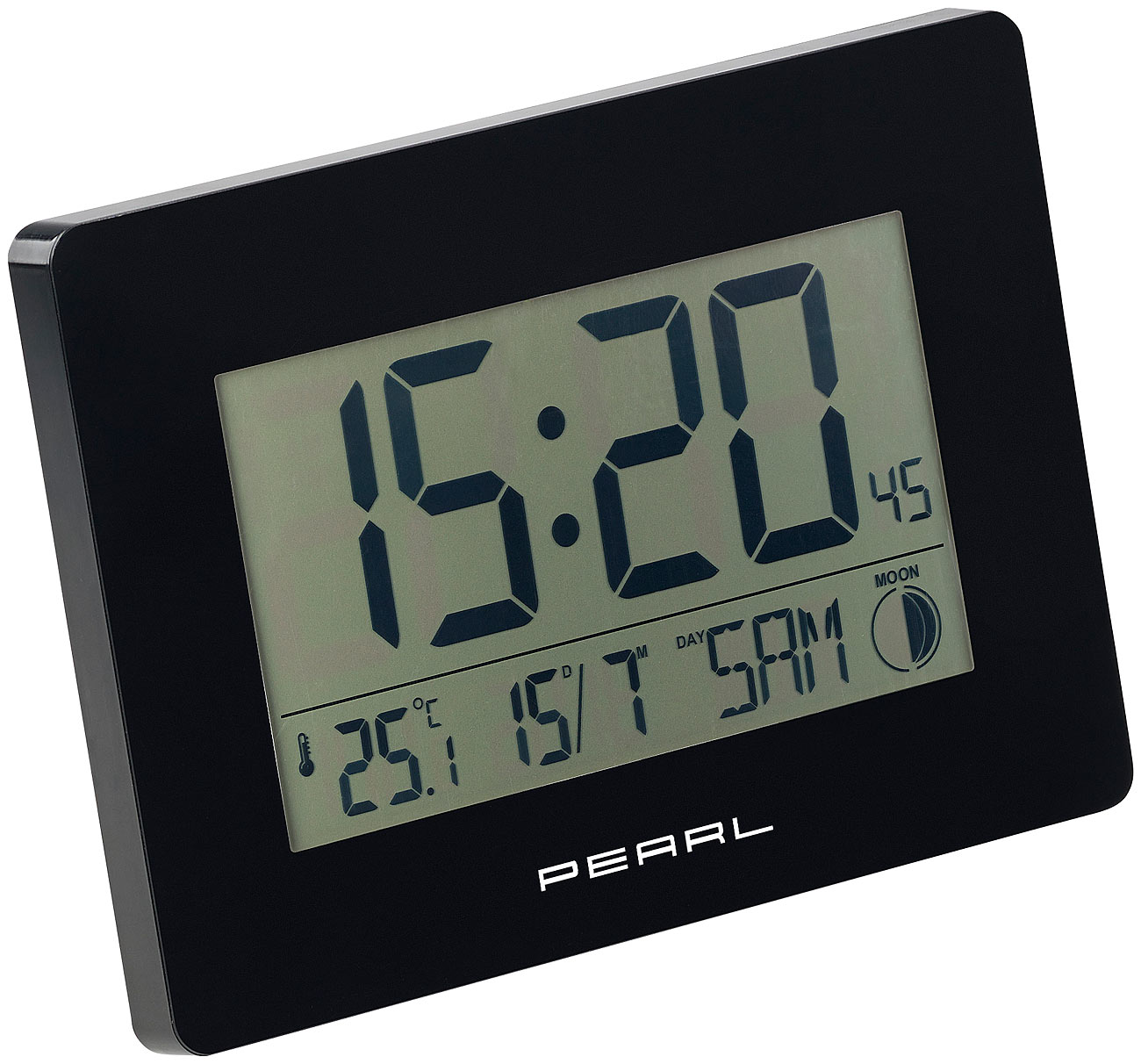 Horloge radio-pilotée avec température et date - Noir