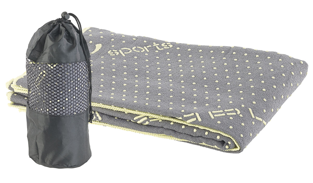 Serviette yoga en microfibres antidérapante - Gris