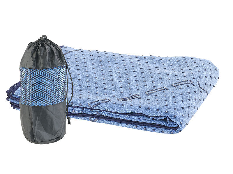Serviette yoga en microfibres antidérapante - Bleu