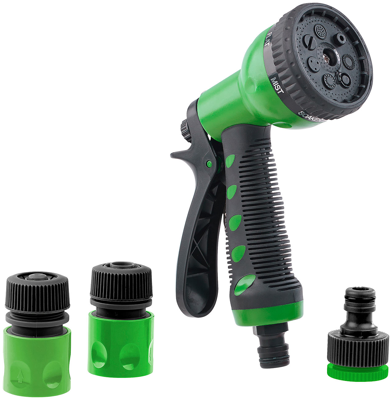 Gartenschlauch-Brausen-Set mit 9 Strahl-Einstellungen und 3 Adaptern
