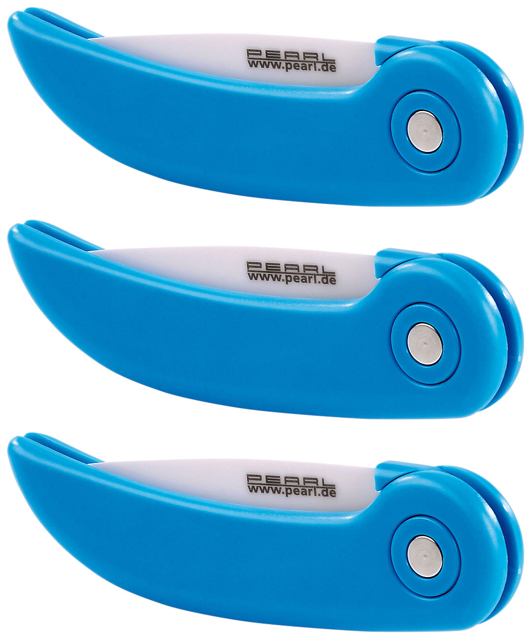 3 couteaux pliables en céramique avec manche ergonomique, lame de 7,5 cm