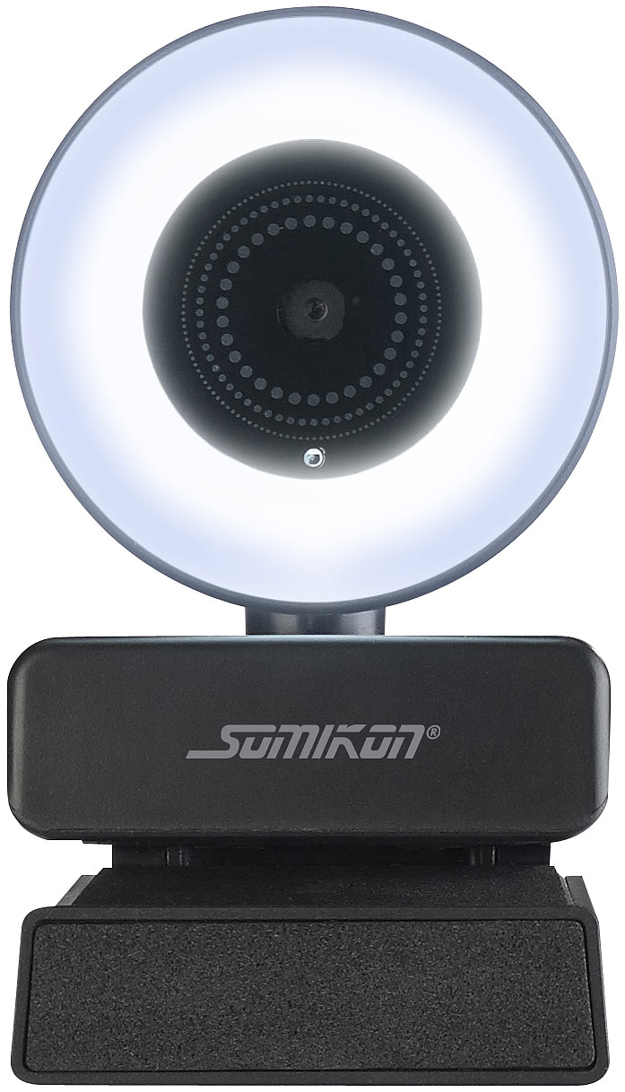 Webcam USB Full HD avec autofocus, double micro intégré et anneau d’éclairage
