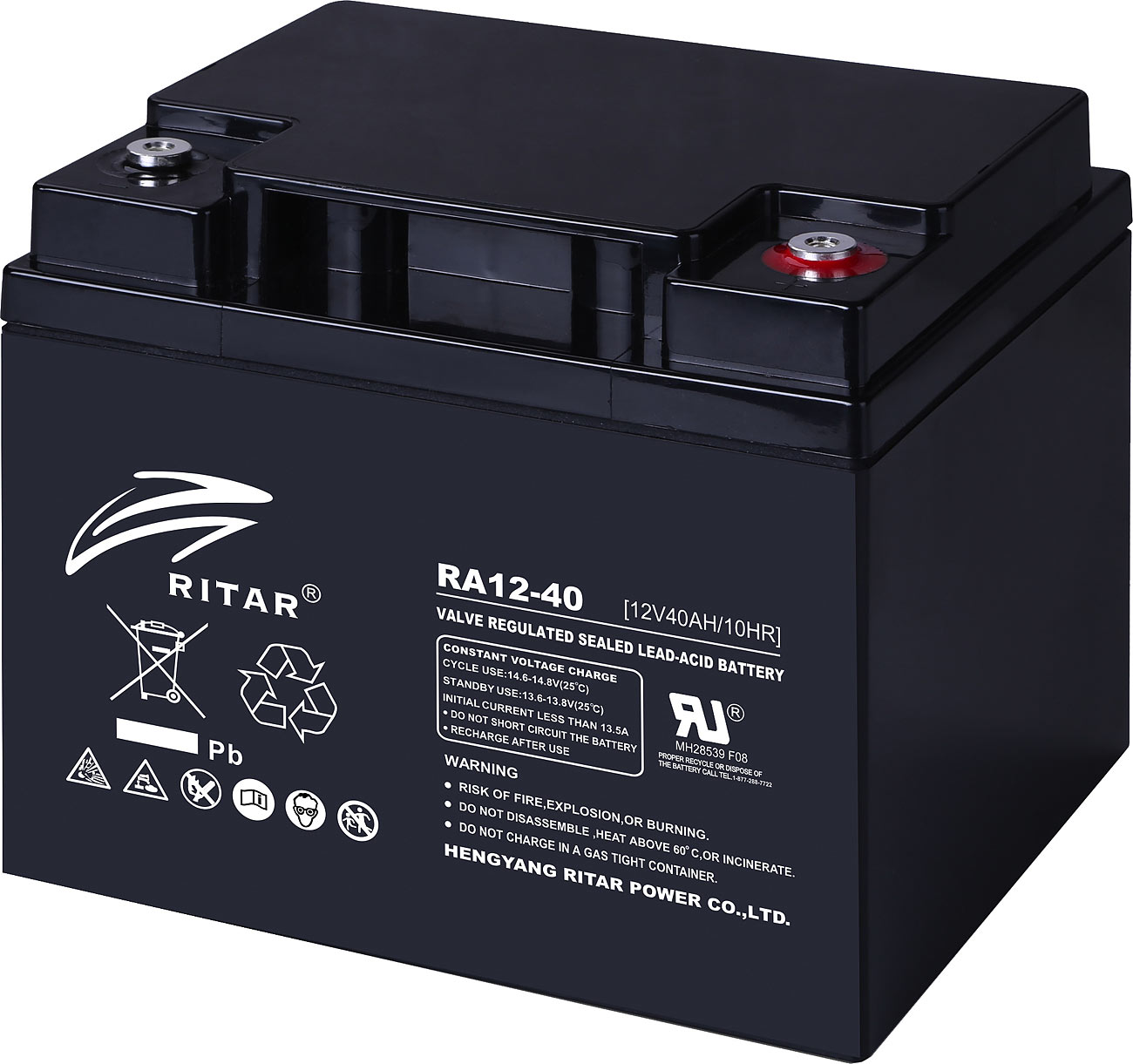 Wartungsfreie Blei-Batterie mit 12 Volt, 40 Ah, M6-Schraubanschluss