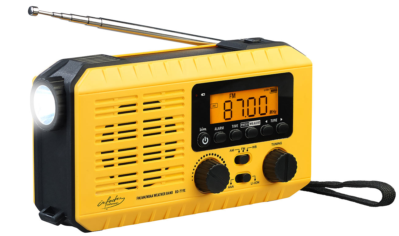 Radio de poche solaire et à dynamo, lumière LED, SOS, powerbank, écran LCD