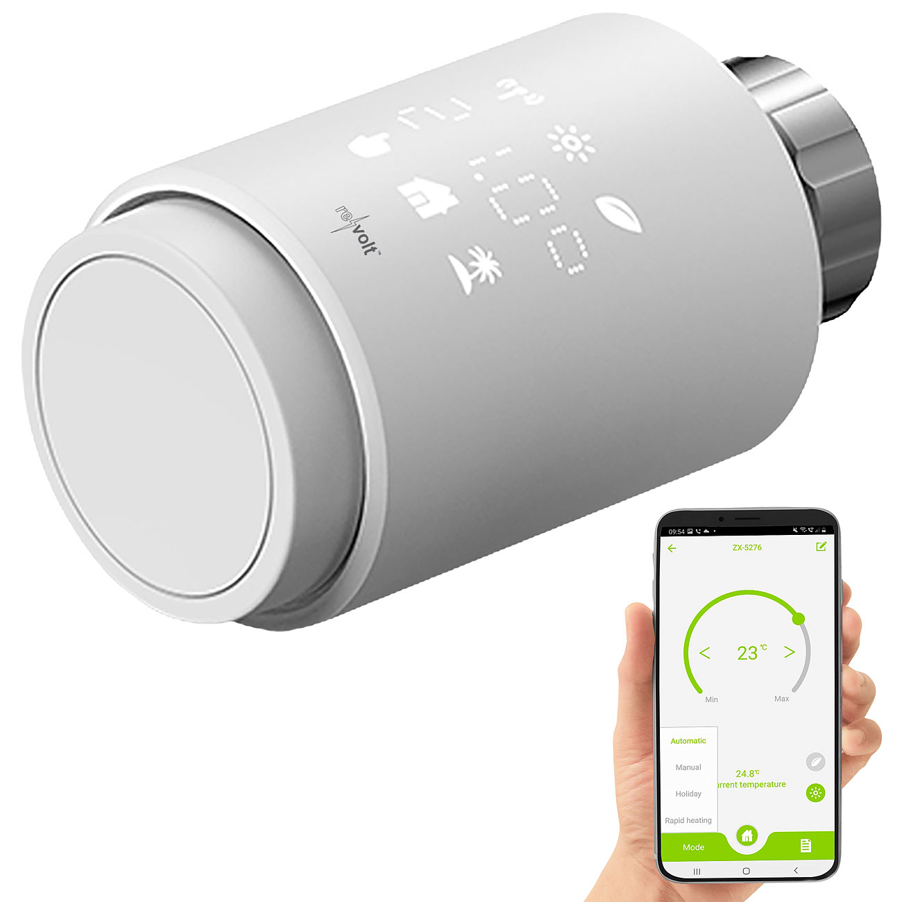 Thermostat de radiateur programmable avec Bluetooth, App, écran LED