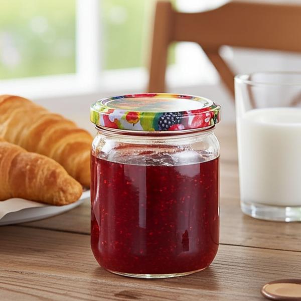 set of 4 preserving jars - 540ml with screw lid (fruit pattern) - Practical mason jars ideal for preserving jam & as storage jars