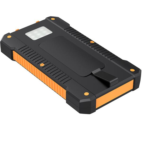 Batterie externe solaire 8000 mAh IP65 – 2x USB-A, éclairage LED – station de charge outdoor robuste pour smartphones et tablettes