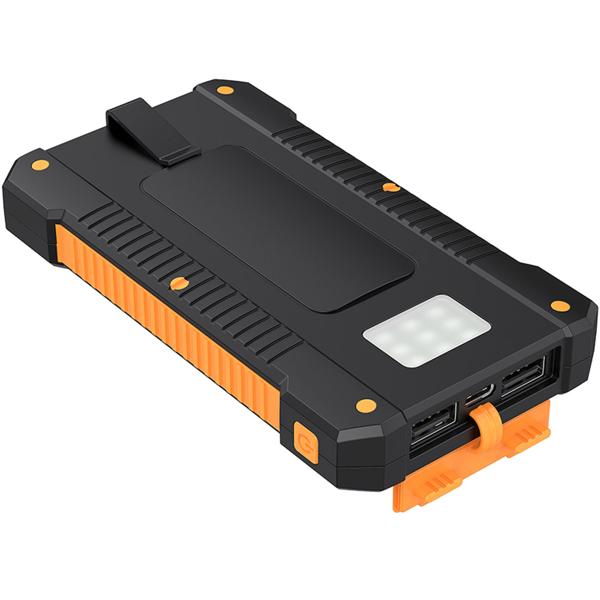 Batterie externe solaire 8000 mAh IP65 – 2x USB-A, éclairage LED – station de charge outdoor robuste pour smartphones et tablettes