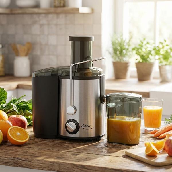 Electric juicer with stainless steel micro filter, 0.8L, 350W - fruit and vegetable juicer in silver/black, high-quality design, easy operation & maximum juice yield