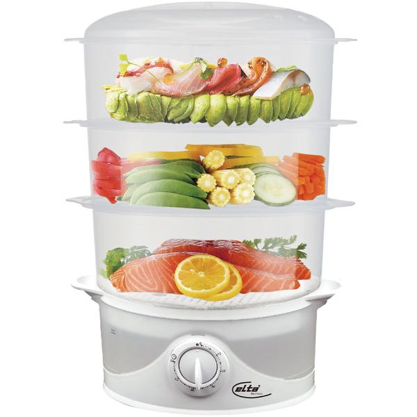 Electric steamer (9L, 800W): For gentle & healthy cooking, 3 levels, timer & automatic switch-off, preserves vitamins, light & fast