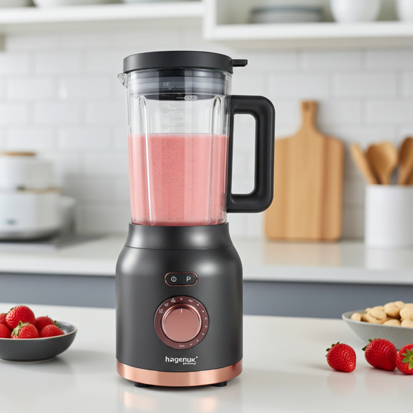 Mixeur sur Socle Premium 2-en-1 Powermixer et Smoothiemaker Hagenuk - Préparation Smoothies, Soupes, Sauces - 1.8L - 1200W - 4 Lames Inox - Design Élégant