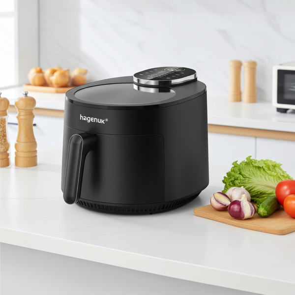 Innovativa friggitrice ad aria calda a infrarossi, 5L, potente 1500W - Design elegante con moderno display touch a sensore e finestra di visualizzazione per piatti croccanti