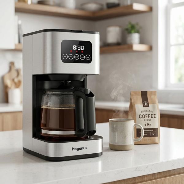 Modern digital filter coffee maker, 1.5 l - Sensor Touch LED display - For up to 12 cups of fresh coffee, quick, easy & with keep warm function 