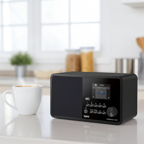 Radio hybride DAB+ et FM avec radio internet – commande intelligente via appli, Wi-Fi – port USB, réveil, minuterie, prévisions météo – noire