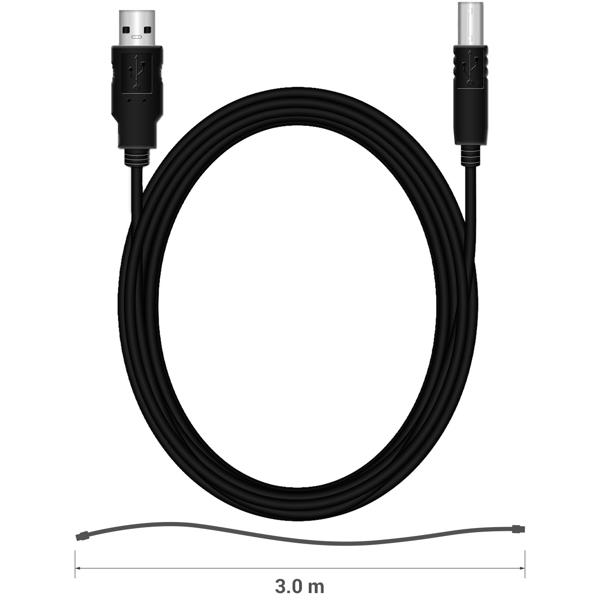 Printer and scanner high-speed connection cable, 2.0 USB-A to USB-B, 3m, black