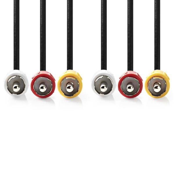 Câble vidéo composite RCA A/V 1.5m noir - Idéal Home Cinéma Hi-Fi consoles TV - Qualité image son brillante 480p - Connecteurs nickelés