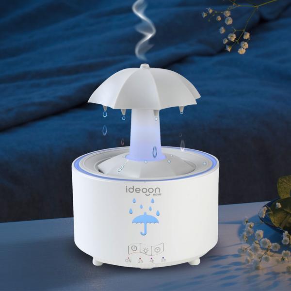 Aroma diffuser 300 ml with rain lamp – umbrella design, 7-color LED, timer & remote control, humidifier for aromatherapy & a calming atmosphere