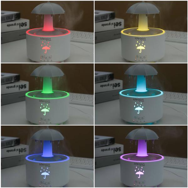 Aroma diffuser 300 ml with rain lamp – umbrella design, 7-color LED, timer & remote control, humidifier for aromatherapy & a calming atmosphere