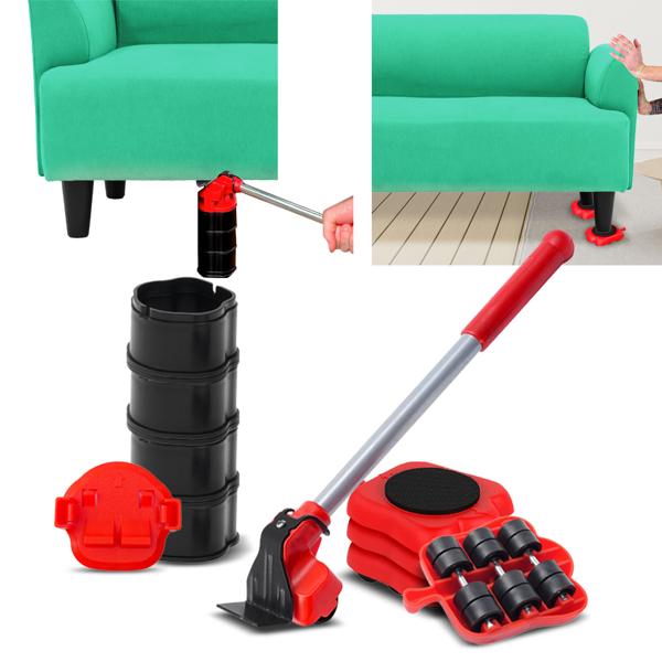Kit lève-meubles avec levier et roulettes – pour déménagement, bricolage ou rénovation – idéal pour déplacer des meubles lourds
