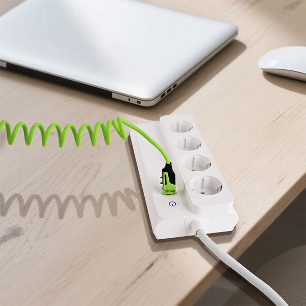 4in1 Spiralladekabel 65W, USB-C auf USB-C mit Adaptern für USB-A & Lightning - Multi Ladekabel für alle Smartphones und Laptops