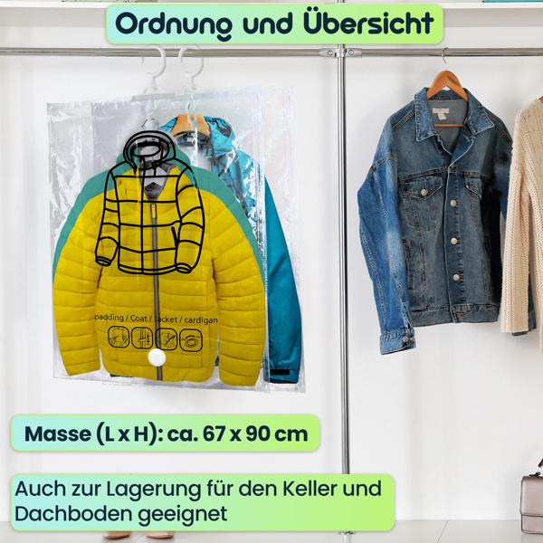 4er-Set Vakuum-Beutel mit Kleiderhaken, 67 x 90 cm: Ein effiziente Kleiderhülle für Bettwäsche & Kleidung - Schützen Sie Ihre Textilien