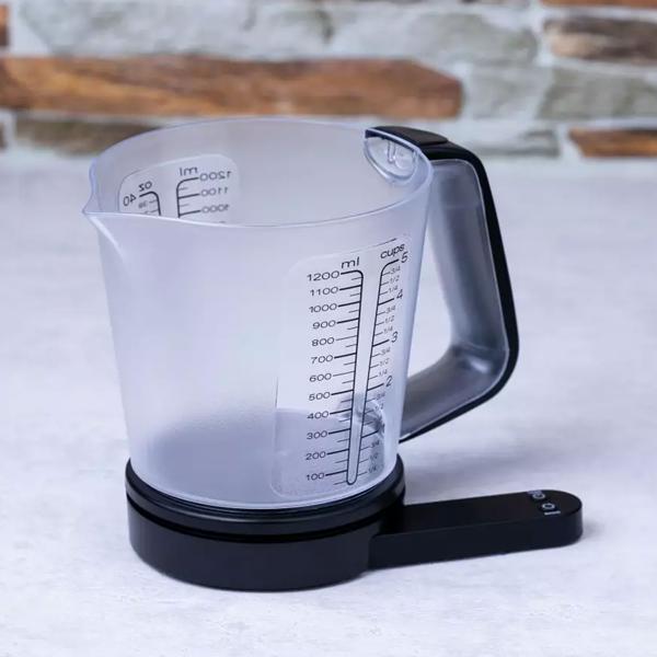 Digital 2in1 kitchen scales with measuring jug, 1.5L: weighing & measuring in one, precise & easy to clean, for baking, cooking & enjoyment