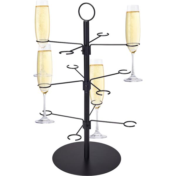 Étagère 3 niveaux pour verres à boire - Support élégant cocktails, vin, champagne - Présentation & rangement - Métal noir, 12 verres, Ø34xH55.5cm