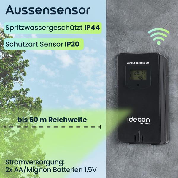 WLAN Funk Wetterstation mit XXL-Farb-Display – 5 Tage Wettertrend, Thermometer/Hygrometer, Feinstaub & UV-Index, Barometer, Tuya App
