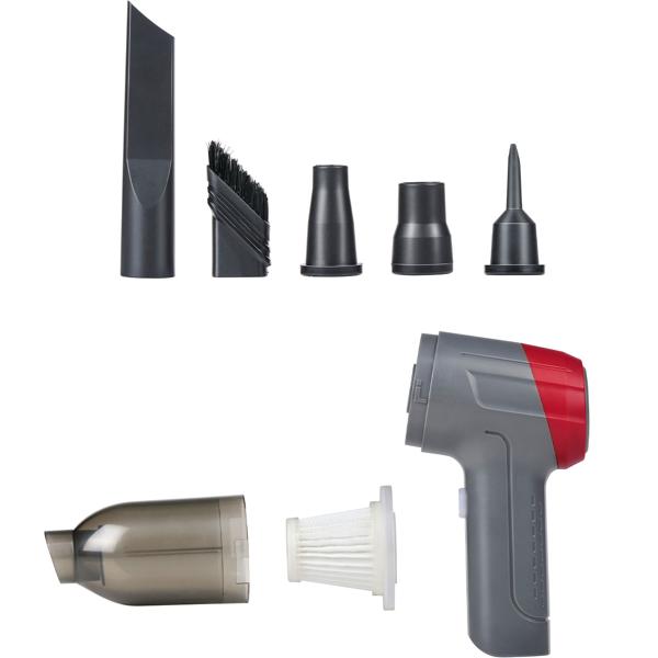 2-in-1 Akku Autostaubsauger: Leistungsstarker Mini Handsauger, 12000Pa Saug- & Blasfunktion, USB-C, 5 Düsen, kabellos & kompakt