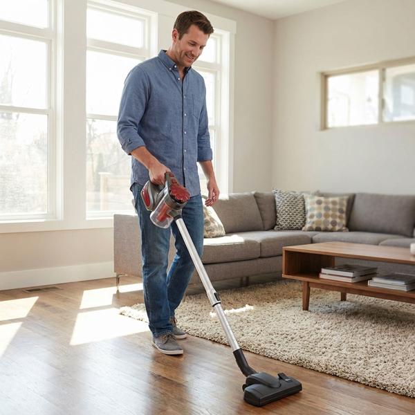 2-in1 Zyklon Staubsauger, 600W, bordeaux: Hand- & Bodenstaubsauger, leistungsstark, beutellos & leicht