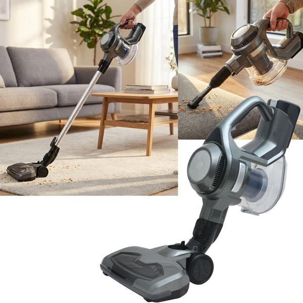 aspirapolvere a batteria ciclonica 2 in 1, batteria ricaricabile, 120 W, antracite: aspirapolvere a mano e a pavimento senza filo, potente, senza sacco e leggero