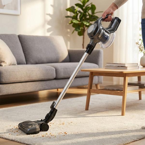 aspirapolvere a batteria ciclonica 2 in 1, batteria ricaricabile, 120 W, antracite: aspirapolvere a mano e a pavimento senza filo, potente, senza sacco e leggero