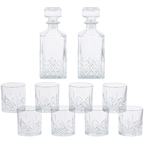 Ensemble whisky complet en cristal : 2 carafes (900ml) & 8 verres (350ml) – Équipement de haute qualité pour les amateurs de whisky