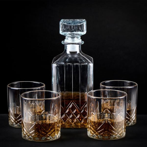 Ensemble whisky complet en cristal : 2 carafes (900ml) & 8 verres (350ml) – Équipement de haute qualité pour les amateurs de whisky