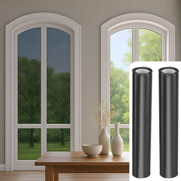 set of 2 privacy film gray matt, 60 x 200 cm - self-adhesive window film with UV protection - heat-reducing & ideal for windows, office & living rooms