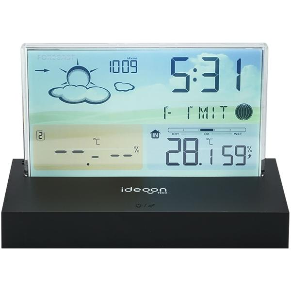 Modern wireless weather station in color: Frameless LCD display for precise weather forecast & hygrometer - With outdoor sensor