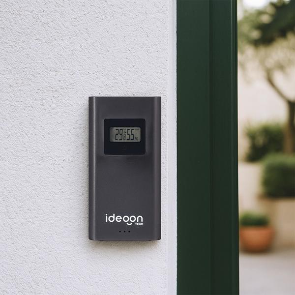Modern wireless weather station in color: Frameless LCD display for precise weather forecast & hygrometer - With outdoor sensor