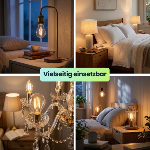 LED Filament Lampe G45 E27 4W 400lm Warmweiss 2500K Vintage Glühbirne Retro Glühlampe Dimmbar Warmes Licht Kugelform Edison Tropfenlampe